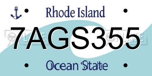 7AGS355 Rhode Island License Plate