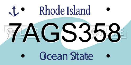 7AGS358 Rhode Island License Plate