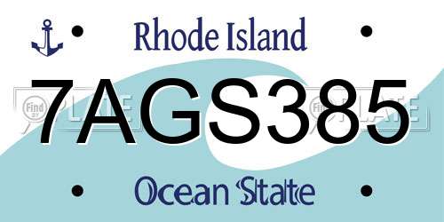 7AGS385 Rhode Island License Plate
