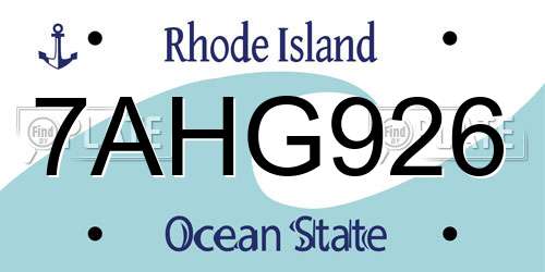7AHG926 Rhode Island License Plate