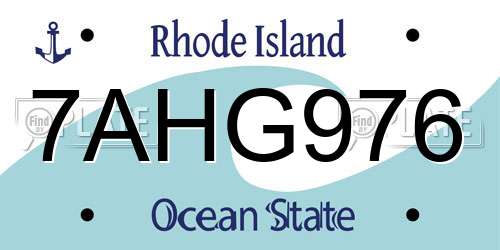 7AHG976 Rhode Island License Plate