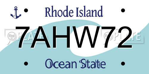 7AHW72 Rhode Island License Plate