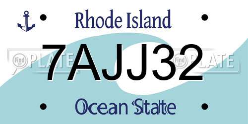 7AJJ32 Rhode Island License Plate