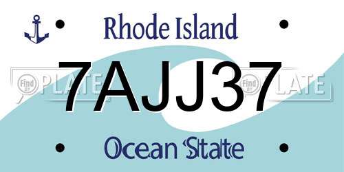7AJJ37 Rhode Island License Plate