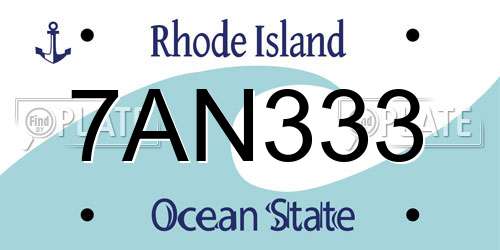 7AN333 Rhode Island License Plate
