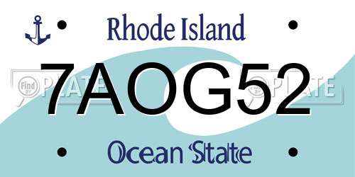 7AOG52 Rhode Island License Plate