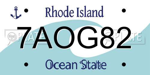 7AOG82 Rhode Island License Plate
