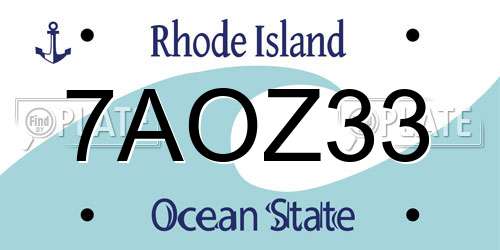 7AOZ33 Rhode Island License Plate
