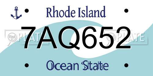 7AQ652 Rhode Island License Plate