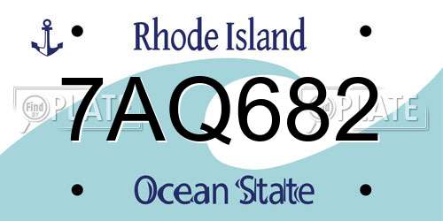 7AQ682 Rhode Island License Plate
