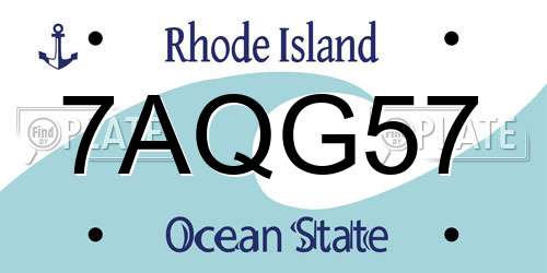 7AQG57 Rhode Island License Plate