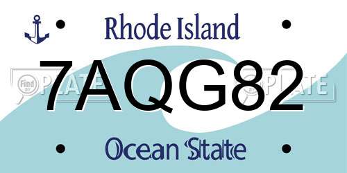 7AQG82 Rhode Island License Plate