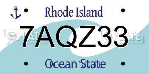 7AQZ33 Rhode Island License Plate