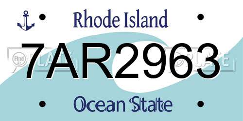 7AR2963 Rhode Island License Plate