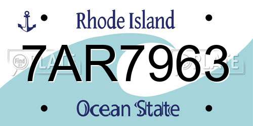 7AR7963 Rhode Island License Plate
