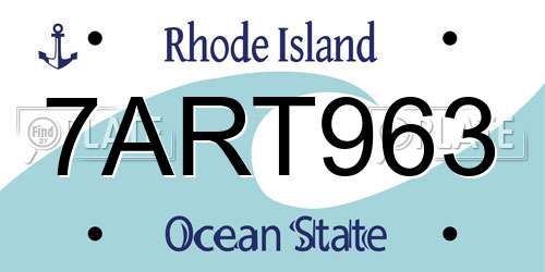 7ART963 Rhode Island License Plate