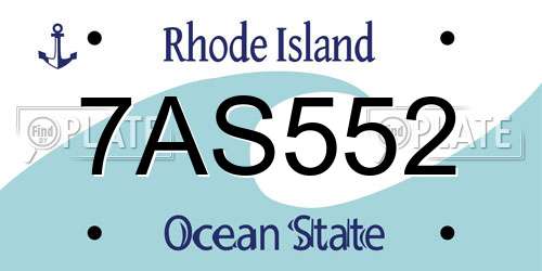 7AS552 Rhode Island License Plate