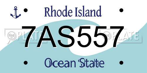 7AS557 Rhode Island License Plate