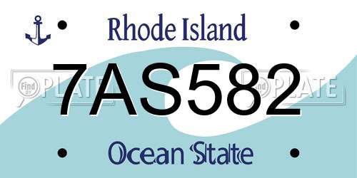 7AS582 Rhode Island License Plate