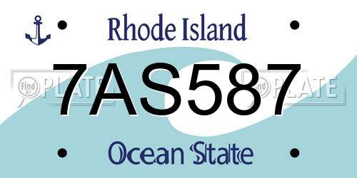 7AS587 Rhode Island License Plate