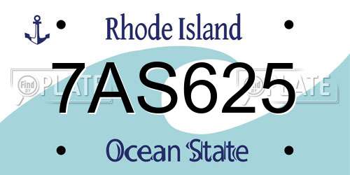 7AS625 Rhode Island License Plate