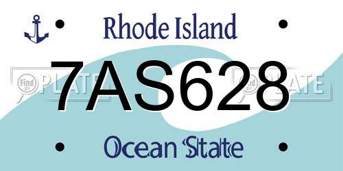 7AS628 Rhode Island License Plate