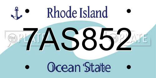 7AS852 Rhode Island License Plate