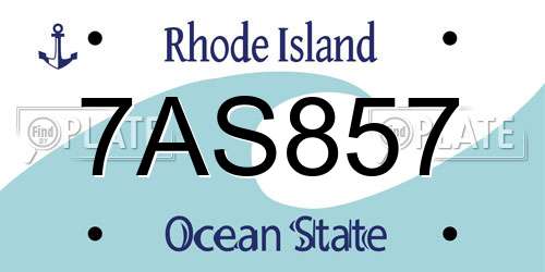 7AS857 Rhode Island License Plate
