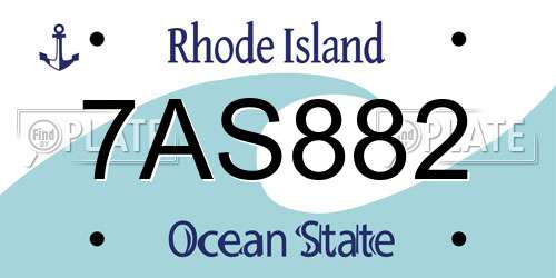 7AS882 Rhode Island License Plate