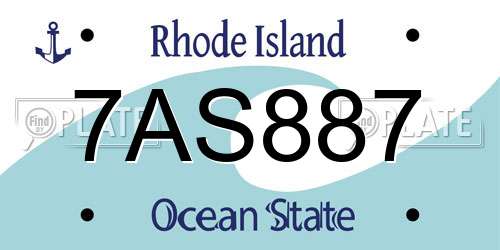 7AS887 Rhode Island License Plate