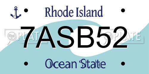 7ASB52 Rhode Island License Plate