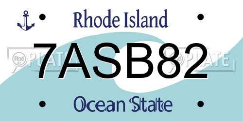 7ASB82 Rhode Island License Plate