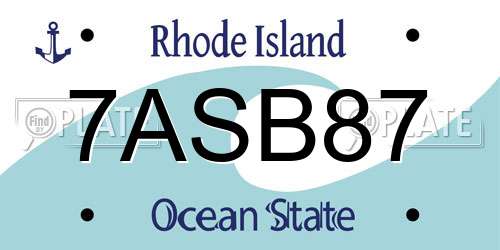 7ASB87 Rhode Island License Plate