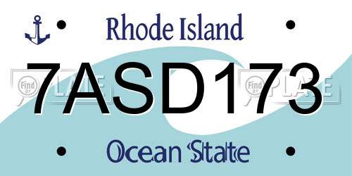 7ASD173 Rhode Island License Plate