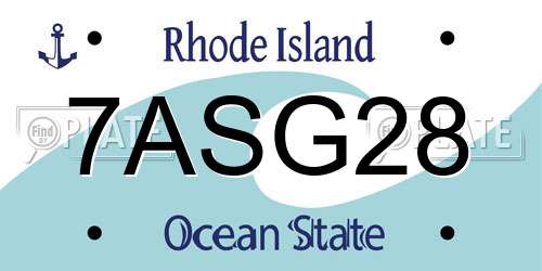 7ASG28 Rhode Island License Plate