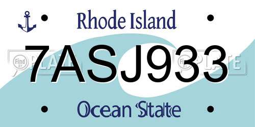 7ASJ933 Rhode Island License Plate