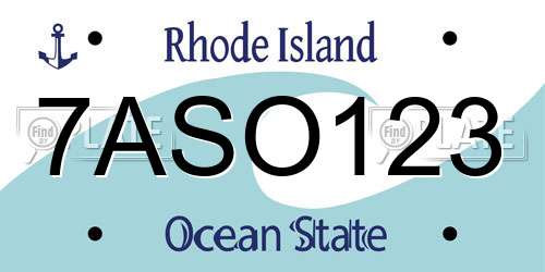 7ASO123 Rhode Island License Plate