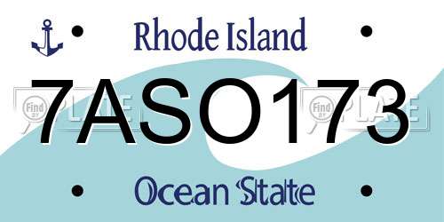 7ASO173 Rhode Island License Plate