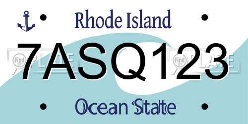 7ASQ123 Rhode Island License Plate