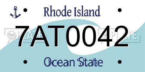 7AT0042 Rhode Island License Plate