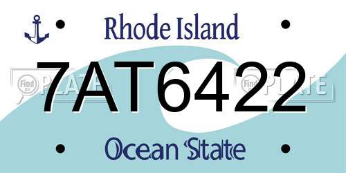7AT6422 Rhode Island License Plate