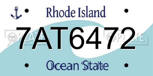 7AT6472 Rhode Island License Plate