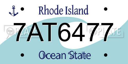 7AT6477 Rhode Island License Plate
