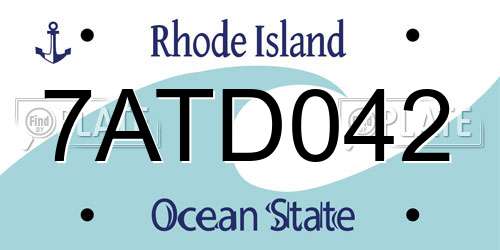 7ATD042 Rhode Island License Plate
