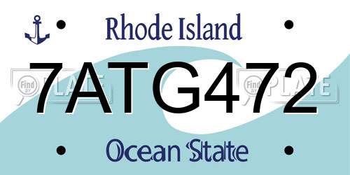 7ATG472 Rhode Island License Plate