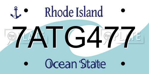 7ATG477 Rhode Island License Plate