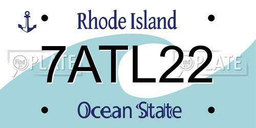 7ATL22 Rhode Island License Plate