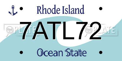 7ATL72 Rhode Island License Plate