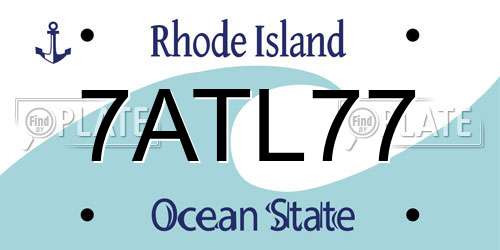 7ATL77 Rhode Island License Plate