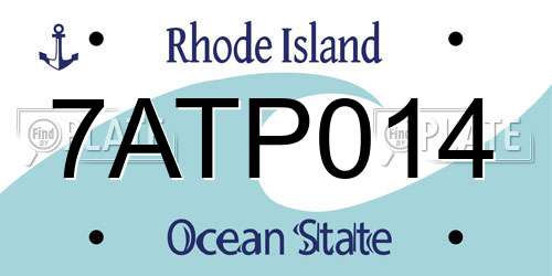 7ATP014 Rhode Island License Plate
